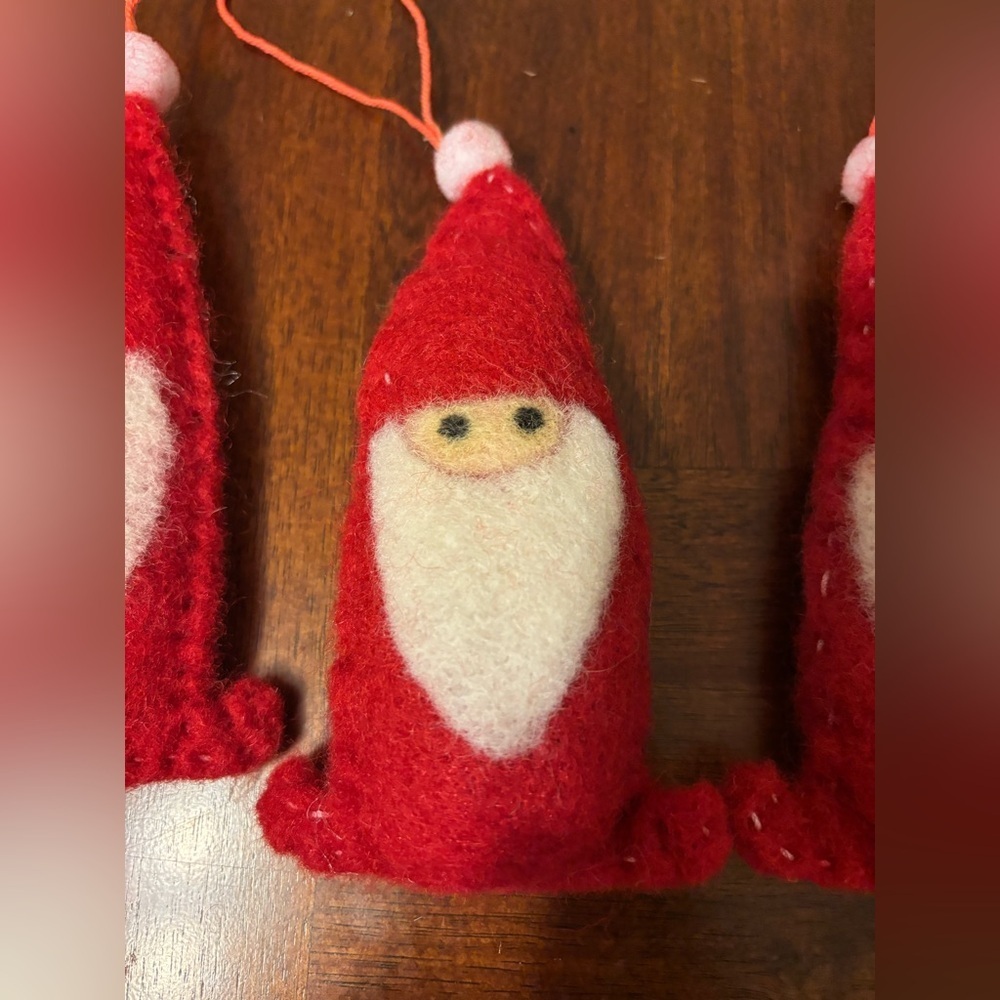 Christmas Happy Face Santa Ornaments Lot Of 4 - Picture 7 of 12